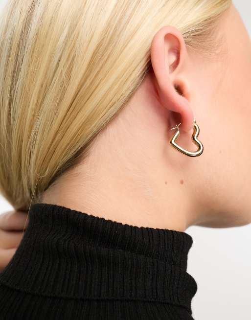 Bohomoon – Harmony – Guldpläterade, grova creoler med hjärtdesign, 3 av 4