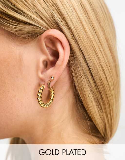 Bohomoon Heather gold plated chunky twisted hoop earrings