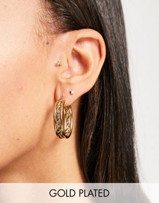 Bohomoon Kiki gold plated stainless steel chain hoop earrings | ASOS