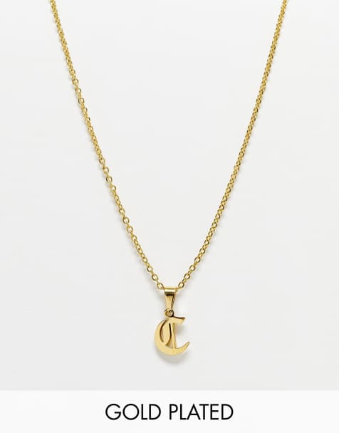 Bohomoon - Met goud vergulde ketting van roestvrij staal met hangertje van gotische letter 'C' - view 1