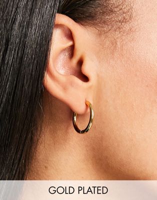 Bohomoon Milla gold plated stainless steel 21mm hinge hoop earrings  - ASOS Price Checker