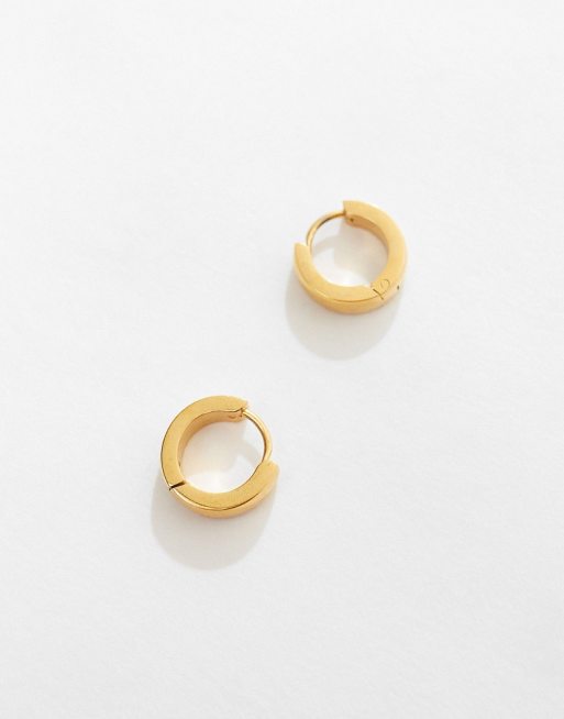 Bohomoon - Orecchini a cerchio piccoli da 14 mm in acciaio inossidabile placcato in oro, 2 di 4