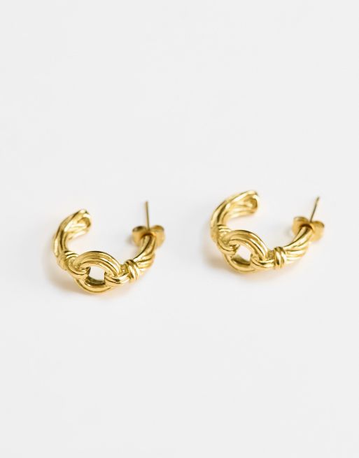 Bohomoon Pia gold plated chain detail hoop earrings, 3 of 4