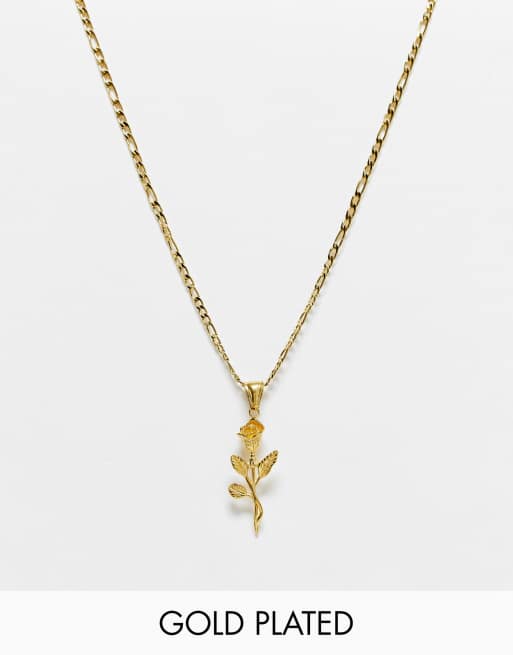 Bohomoon - Rosemary - Collier en acier inoxydable plaqué or avec pendentif rose
