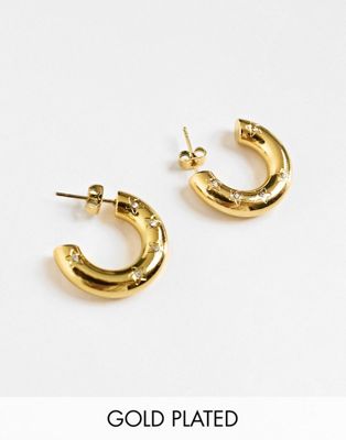 Bohomoon Spellbound gold plated hoop earrings with crystal star details - ASOS Price Checker