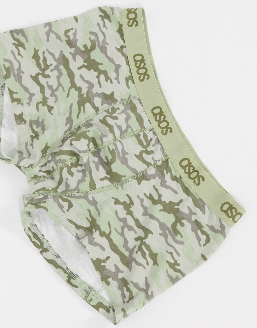 фото Боксеры-брифы с камуфляжным принтом и логотипом asos design-зеленый