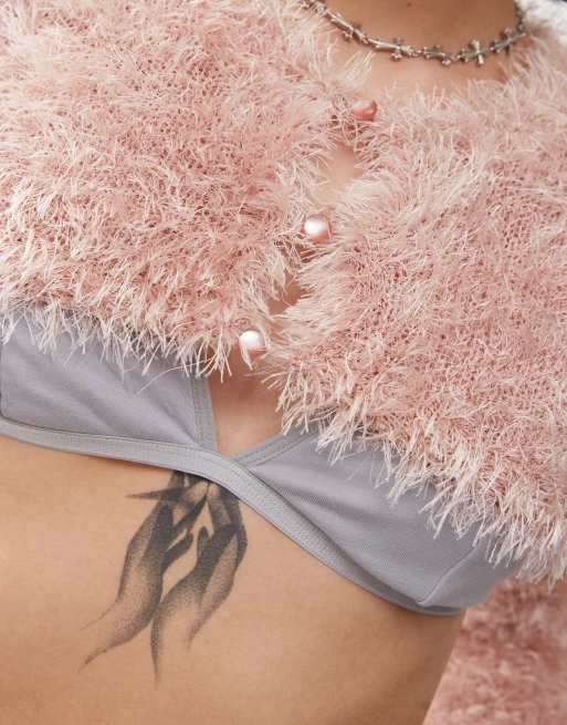 Bolero rosa empolvado de punto mullido de Monki, 2 de 4