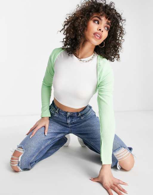 Bolero verde lima de canalé de Missguided