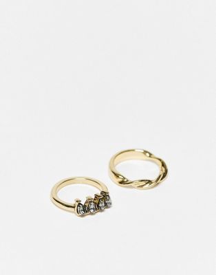 2 pack rings in gold