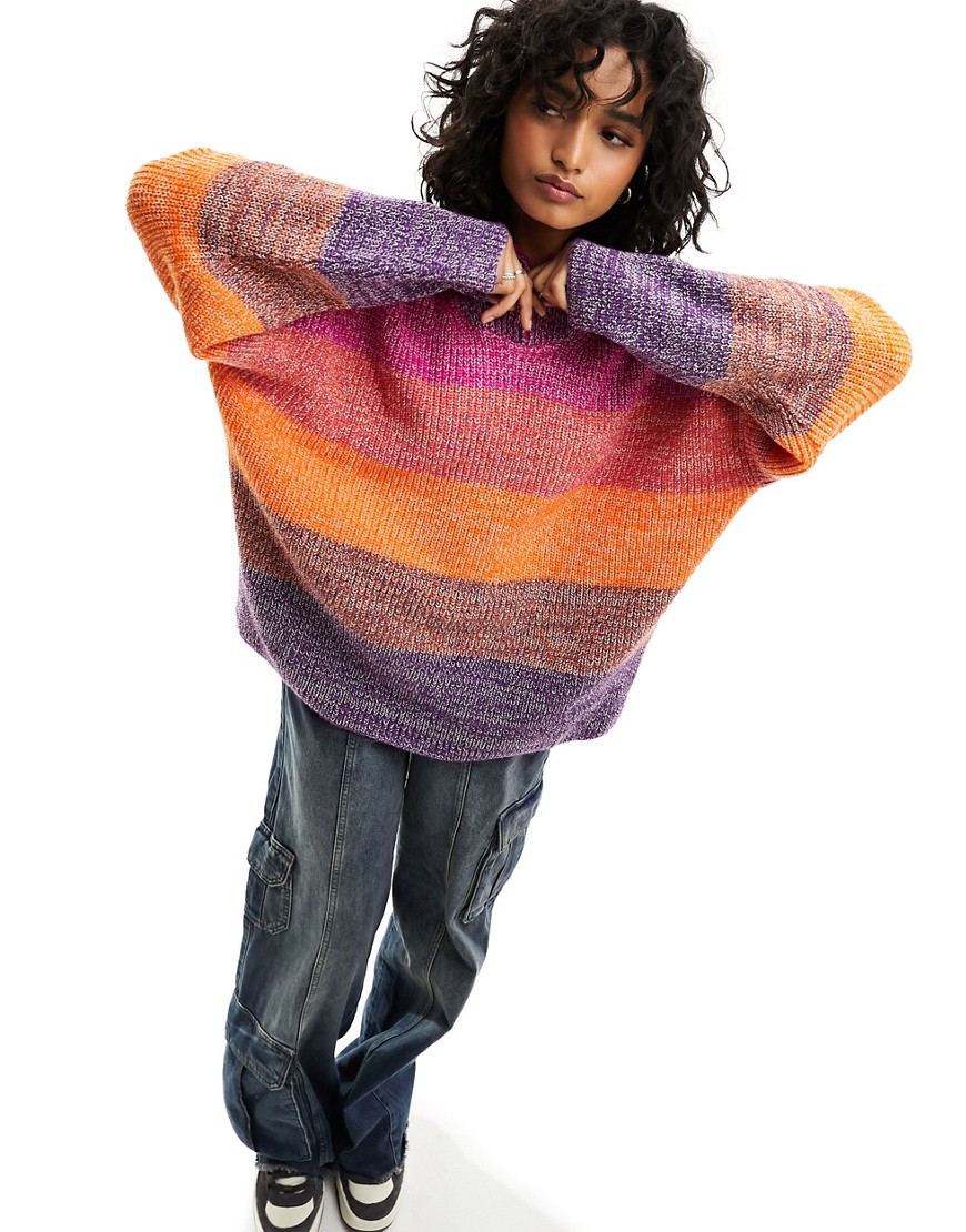 Bolongaro Trevor 3/4 zip space knit jumper in pink ombre-Multi