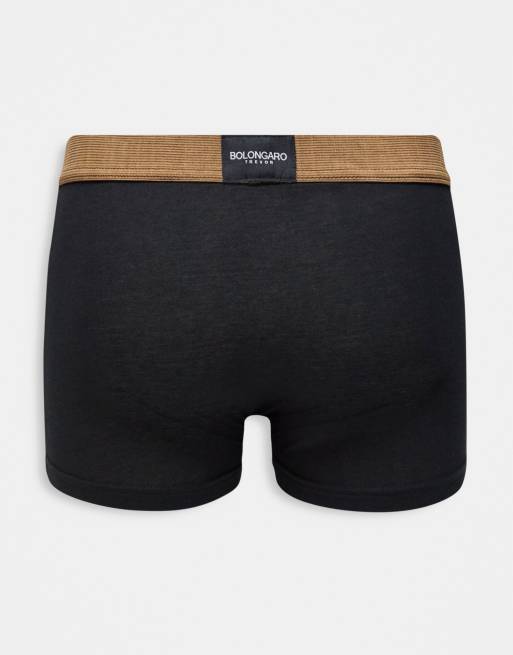 Bolongaro Trevor 3 pack boxer briefs with colour waistband in black and red