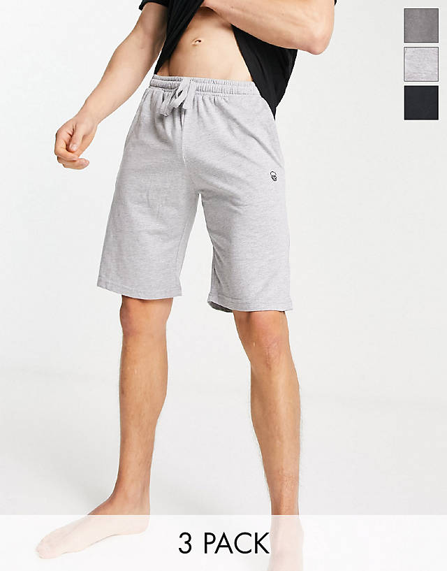 Bolongaro Trevor - 3 pack lounge shorts in black and grey