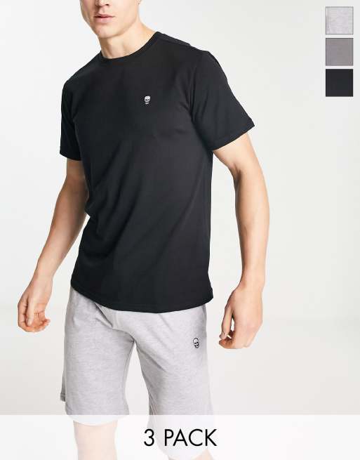 Bolongaro Trevor 3 pack lounge t-shirts in black and grey