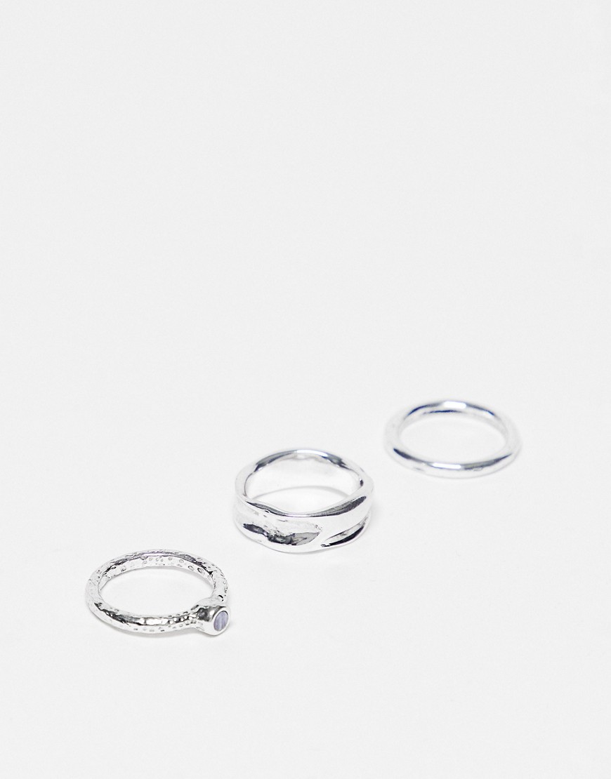 3 pack rings in silver
