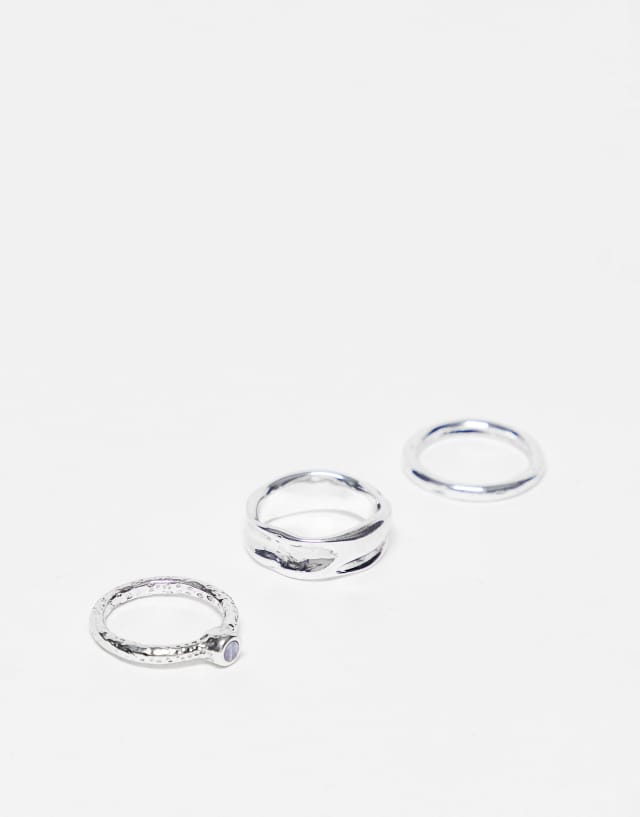 Bolongaro Trevor 3 pack rings in silver