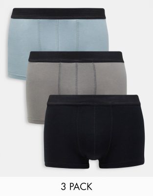 Bolongaro Trevor 3-pack trunks in black, charcoal and slate blue-Gray