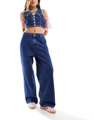 Abigail wide leg jeans in mid wash blue