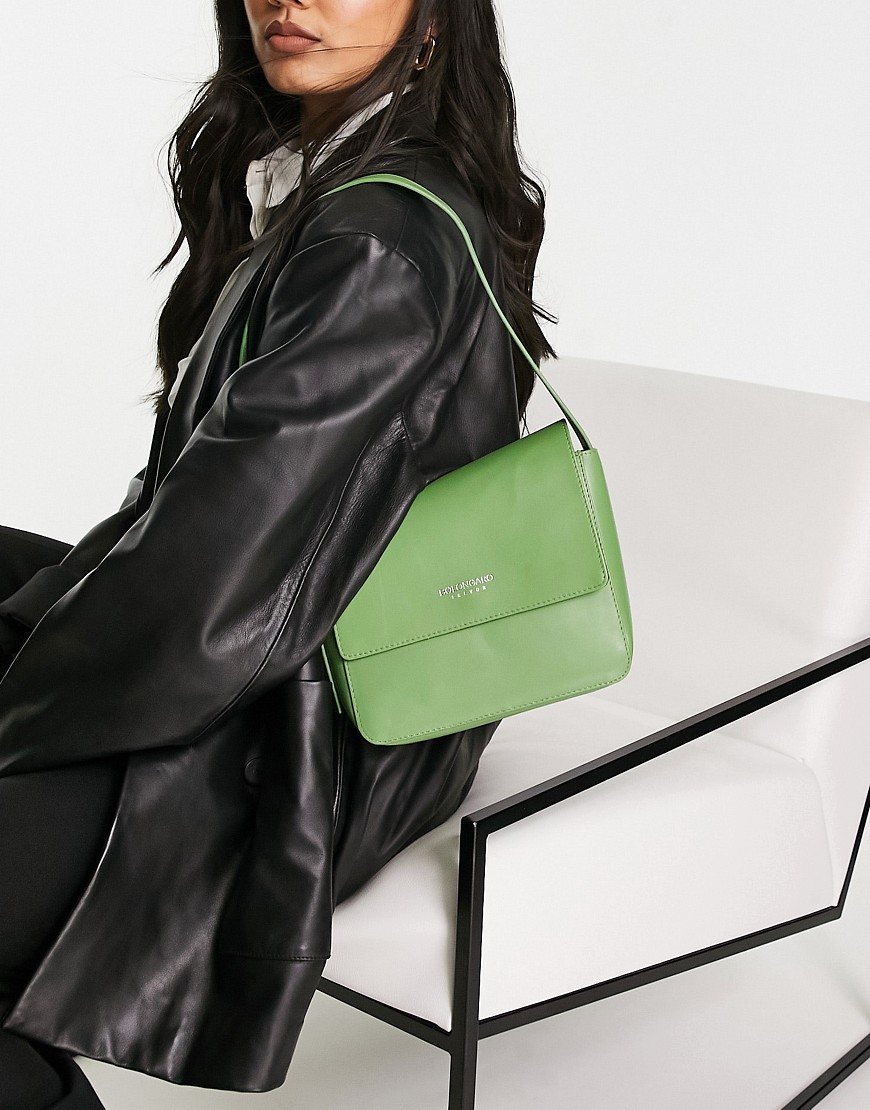 Bolongaro Trevor angular leather shoulder bag in sage green
