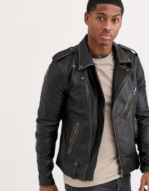 Bolongaro Trevor antique finish biker jacket | ASOS