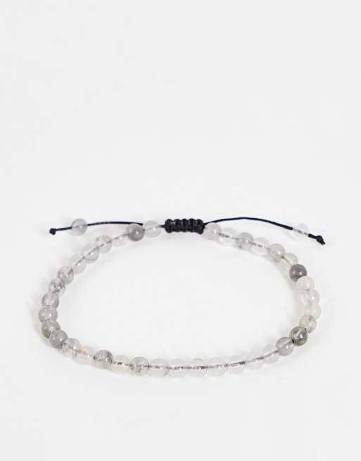 Bolongaro Trevor - Armband met kristallen en stenen schedels in grijs