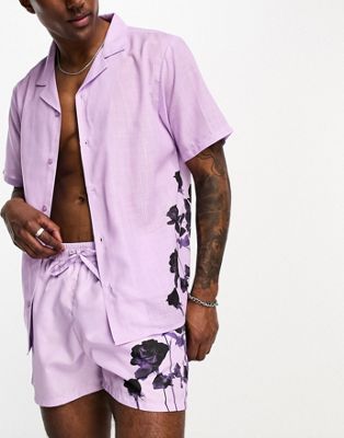Bolongaro Trevor beach shirt in purple shadow rose