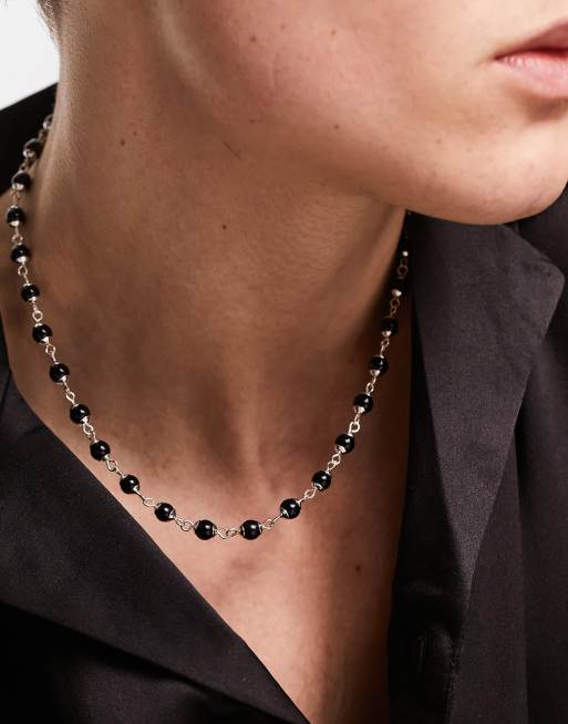 Black Bead Chain Necklace