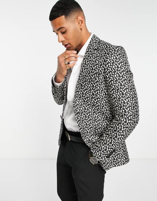 Bolongaro Trevor - Blazer skinny fit glitterato a pois in tessuto floccato