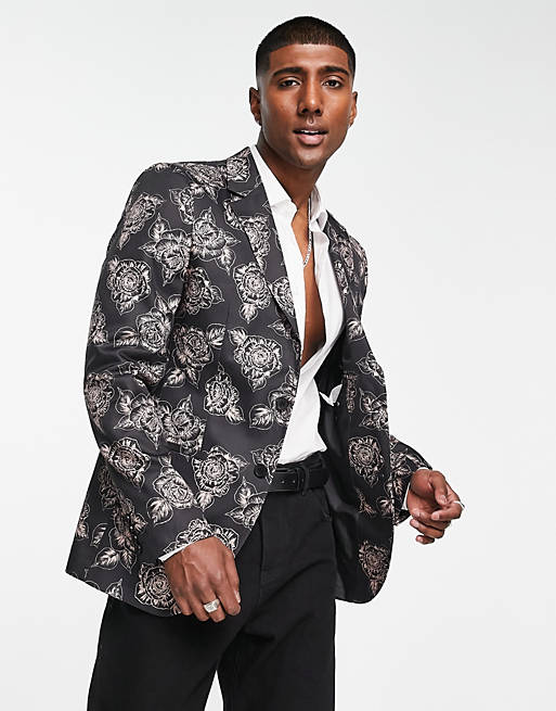 Bolongaro Trevor blazer with large rose print | ASOS