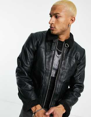Bolongaro Trevor - Blouson aviateur réversible en cuir et imitation peau de mouton