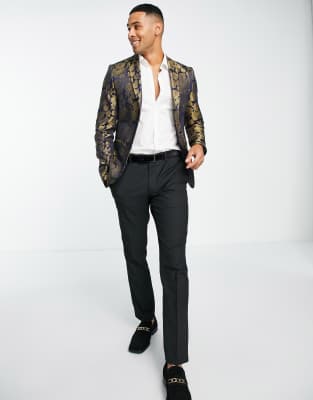 gold floral suit jacket