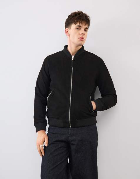 Bolongaro Trevor Bolongaro trevor real suede finley bomber jacket in black - view 1