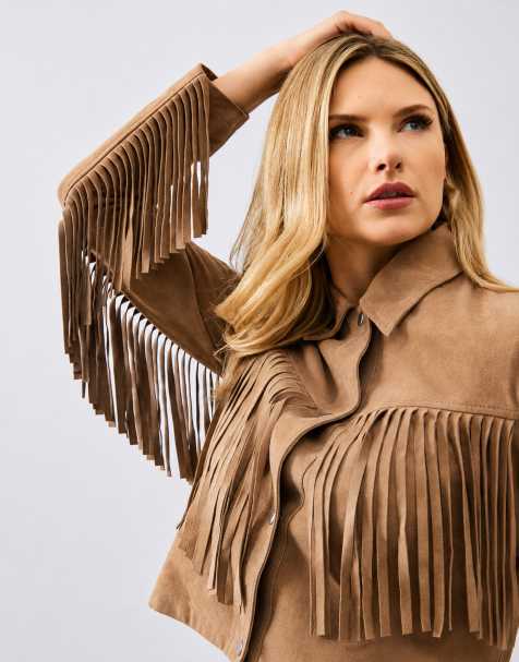 Bolongaro Trevor Bolongaro trevor real suede nora fringe jacket in brown - view 1