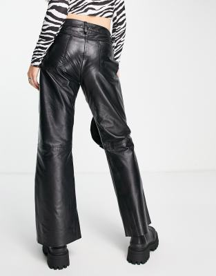 mens leather pants bootcut