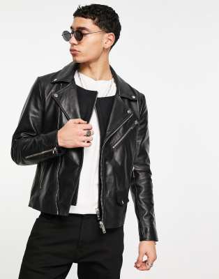 Bolongaro Trevor Faux Leather Biker Jacket In Black