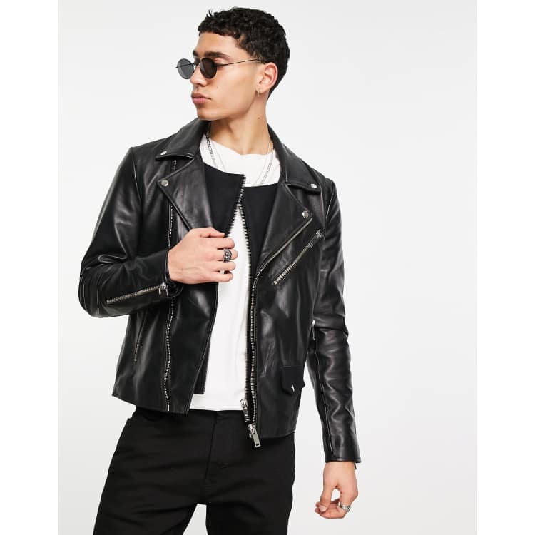 Bolongaro trevor black 2024 leather biker jacket