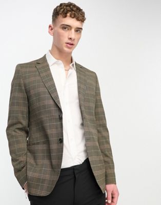 Bolongaro Trevor khaki check suit jacket