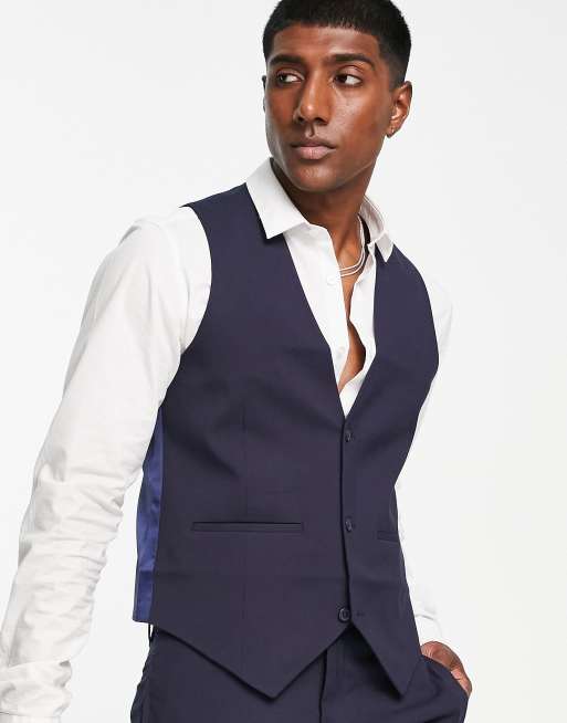 Bolongaro Trevor - Bruiloft - Super skinny, effen gilet in marineblauw