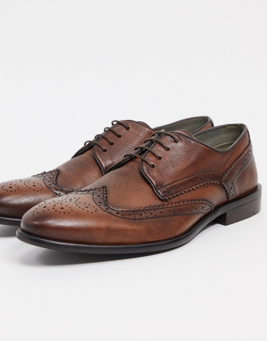 Bolongaro Trevor burnt lace-up brogue leather shoes-Brown