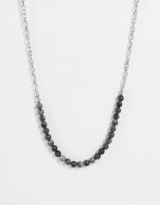Bolongaro Trevor chain and bead necklace in silver - ASOS Price Checker