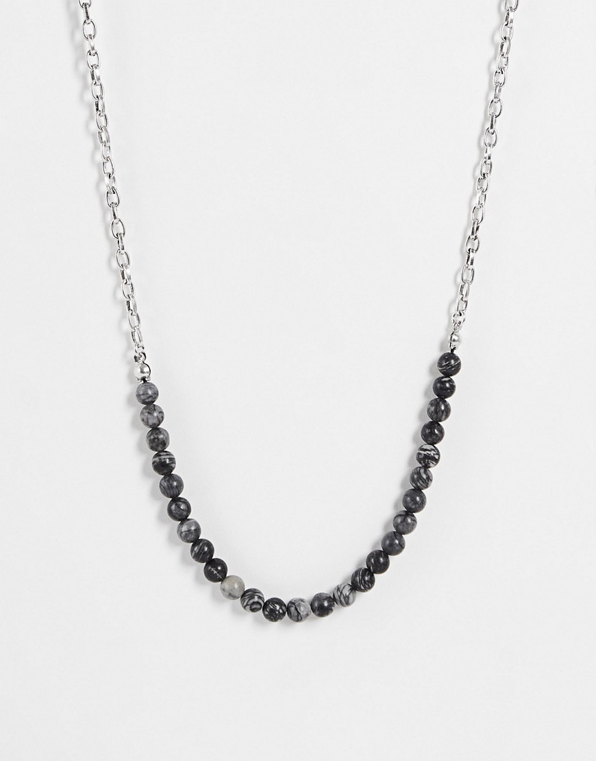 Bolongaro Trevor Chain And Bead Necklace In Silver
