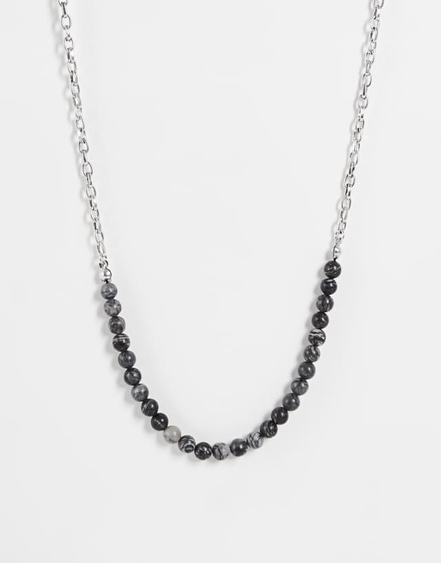 Bolongaro Trevor chain and bead necklace in silver