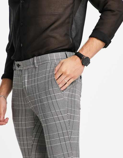Grey check super skinny crop fit trousers clearance