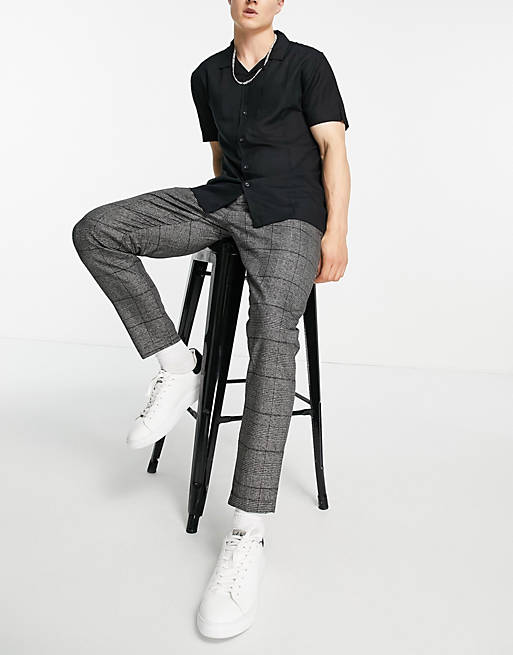 Bolongaro Trevor check tapered fit cropped trousers with elasticated waist