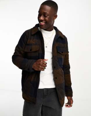 Bolongaro Trevor Checked Collared Jacket In Brown In Multi