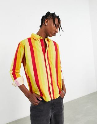 Bolongaro Trevor long sleeve stripe shirt in yellow - ASOS Price Checker