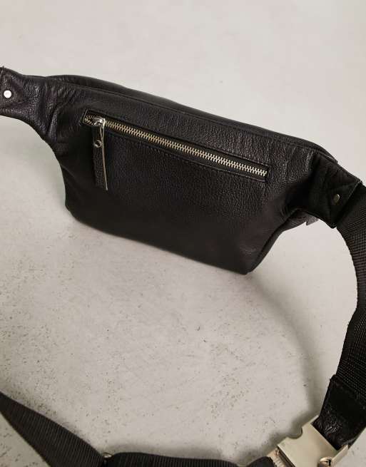 Black leather waist discount bag