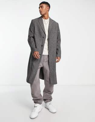 Checked duster coat sale