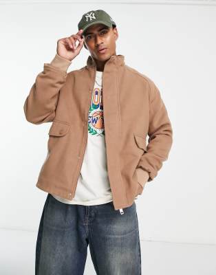 Bolongaro Trevor concealed placket harrington jacket in light brown - Click1Get2 On Sale