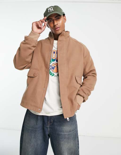 Bolongaro Trevor concealed placket harrington jacket in light brown | ASOS