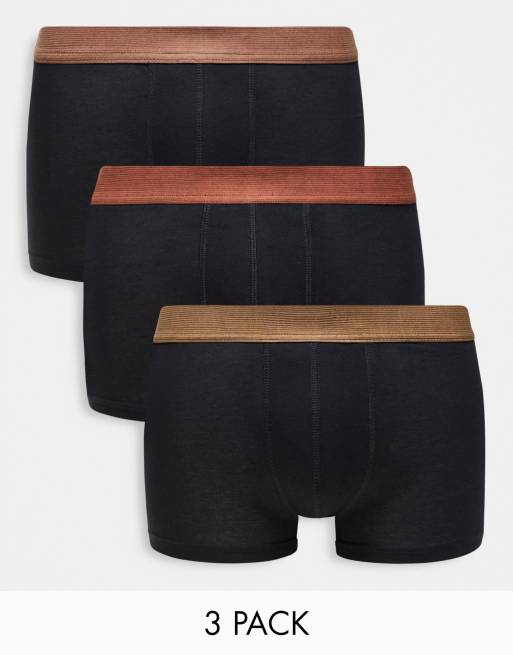 Bolongaro Trevor - Confezione da 3 paia di boxer neri e rossi con fascia in vita colorata